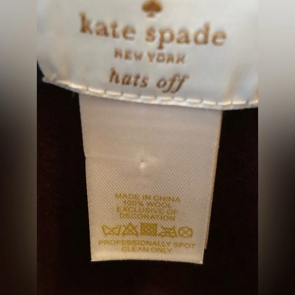 Kate Spade Burgundy Grosgrain Bow Wool Fedora